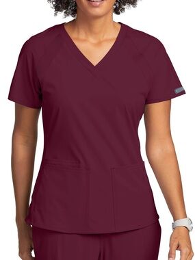 Med Couture Peaches Women's Raglan Scrub Top - Wine